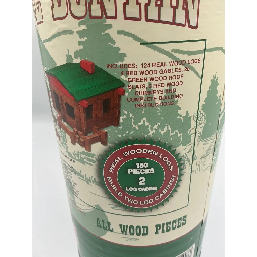 Paul Bunyan Classic Log Cabin 150 Piece Real Wood Building Set Roy Toy USA 20076